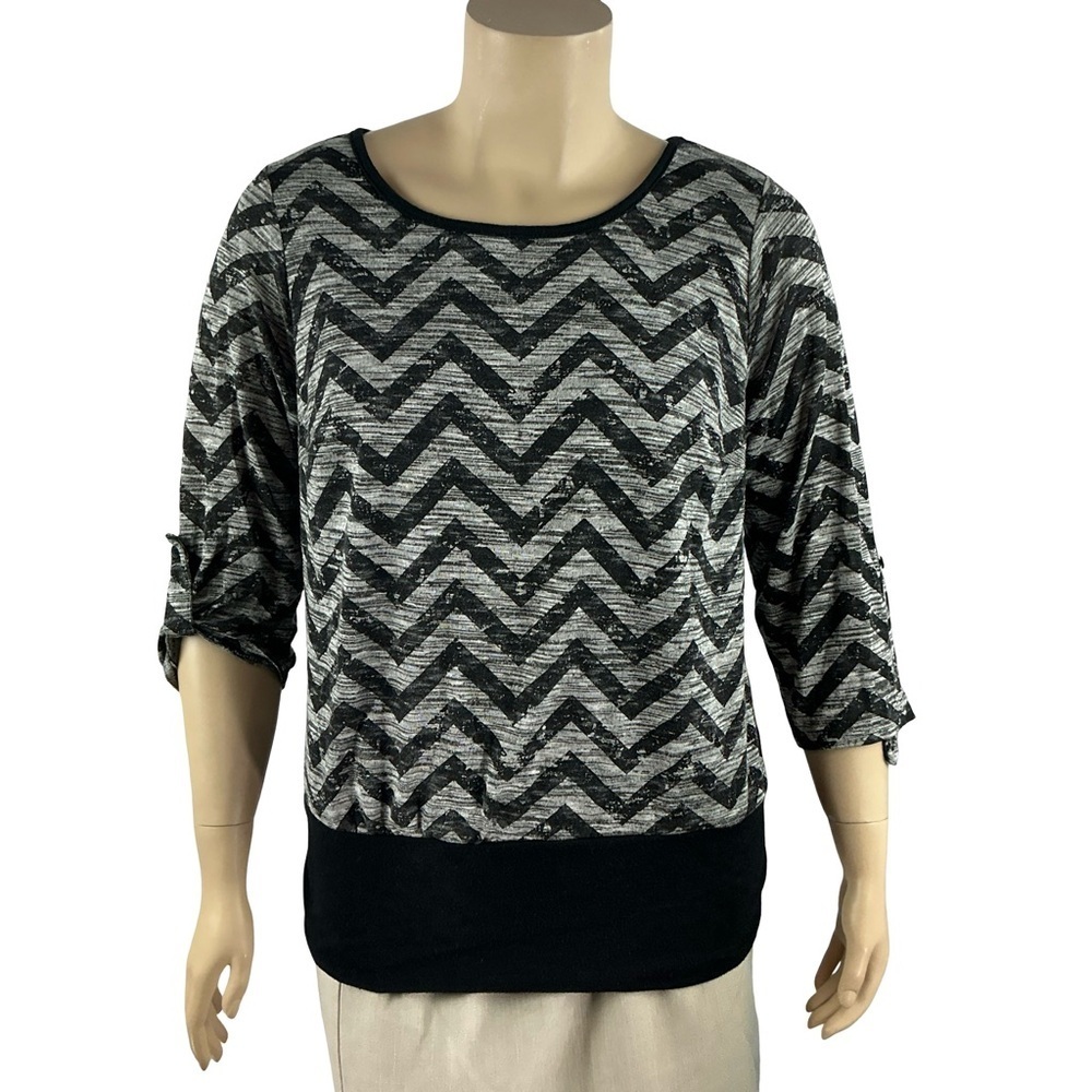 ALYX Woman Chevron Print Knit Top Black Gray Size 1X